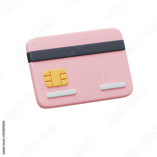 A minimalist illustration of a pink credit card representing financial transactions and payment processing methods