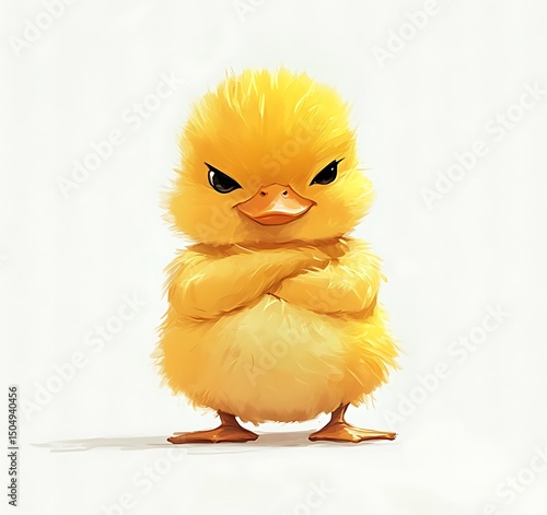 Grumpy Little Duckling Adorable Illustration of an Angry Baby Duck