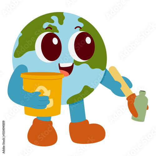Retro Earth Character Illustration