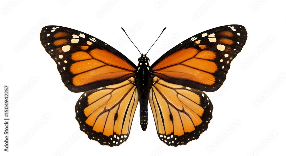 Fototapeta premium butterfly orange wings on white background detailed 