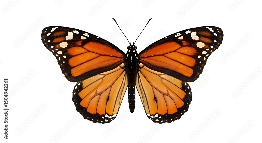Fototapeta premium butterfly orange wings on white background detailed 