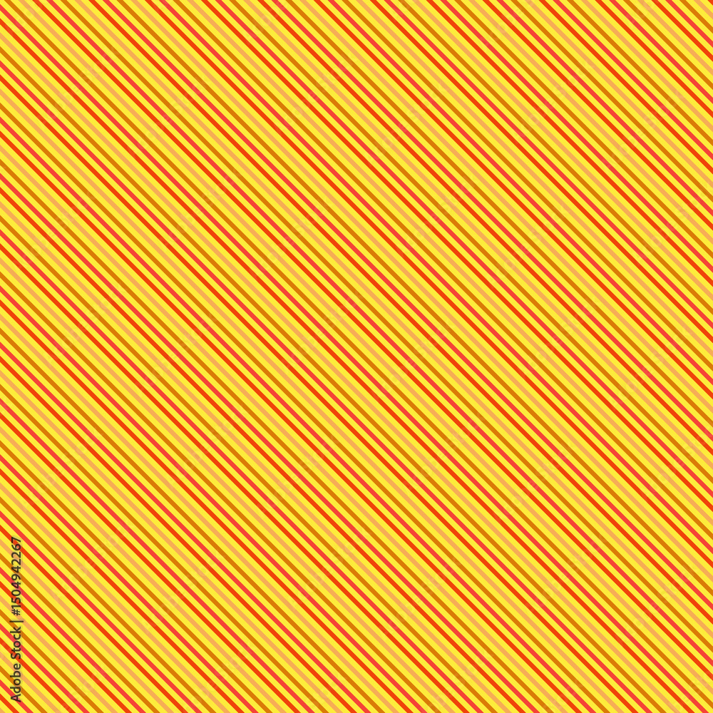 Obraz premium Modern minimalist geometric design Simple seamless pattern of yellow, orange, red straight parallel diagonal stripes