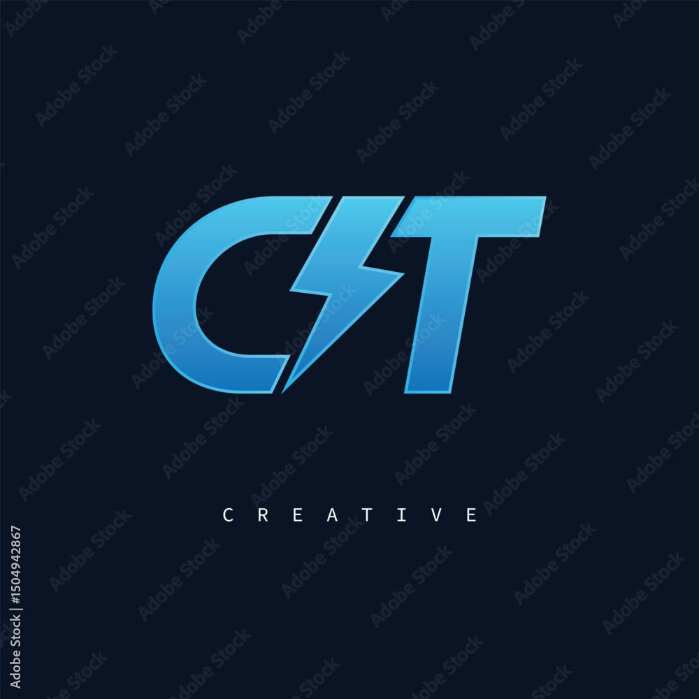 Obraz premium CT Monogram Logo – Bold Modern Letter mark for Creative Branding, Tech & Energy Identity