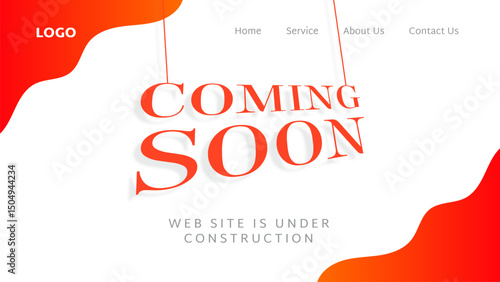 Website coming soon under construction landing page vector illustration