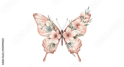 vector art line of butterfly sketch floral pattern wings