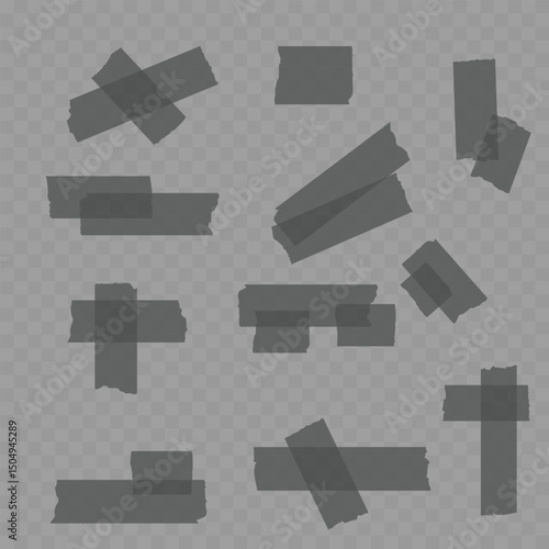 Realistic Single Beige Adhesive Tape Piece on Transparent Background. Vector