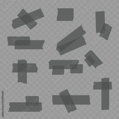 Realistic Single Beige Adhesive Tape Piece on Transparent Background. Vector