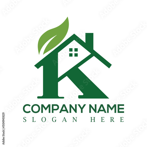 K letter home and leaf modern logo design, logo design , minimalist logo design, corporate logo design