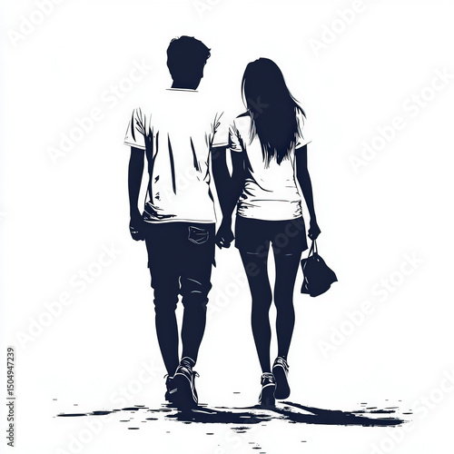 couple holding hands silhou...