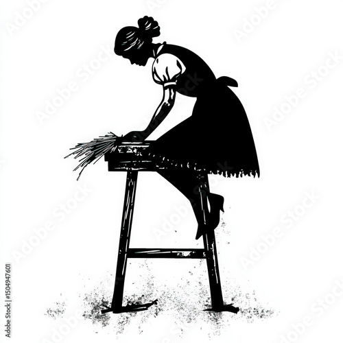 housework silhouette , blac...