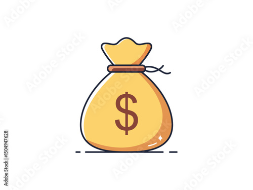 Money Bag with Dollar Sign Vector Illustration For Financial Success