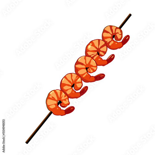 Vibrant grilled shrimp skewer, pop art style, evokes creativity