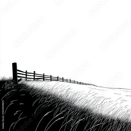 fence silhouette , black an...