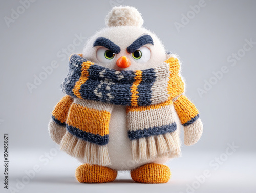 Unhappy snowman: Cartoon sn...