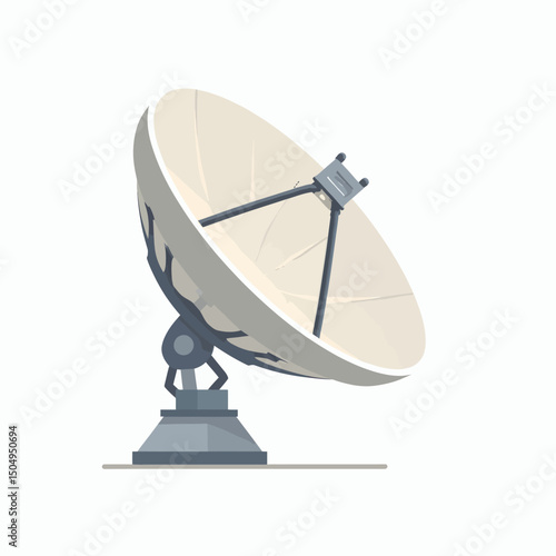Large Beige Satellite Dish Antenna on Gray Base