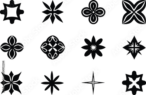 Modern, Stylish and creative abstract geometric shapes and grids silhouette vector illustration, abstract geometric shapes and grids line art vector graphics resource icon design set
