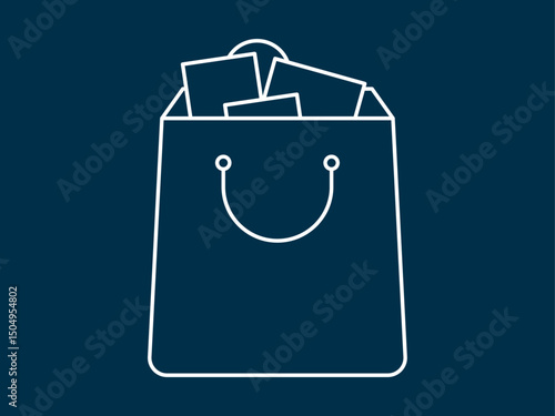 Shopping icon. Black Friday icon and symbol. White outline Icon. Simple outline icon.