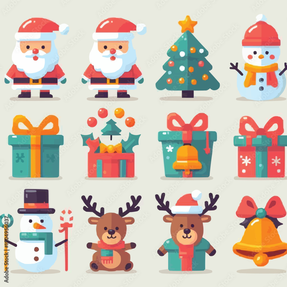 Obraz premium Flat style Christmas icon pack 