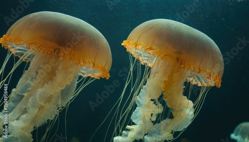 Closeup shot of a Cyanea under the water
5