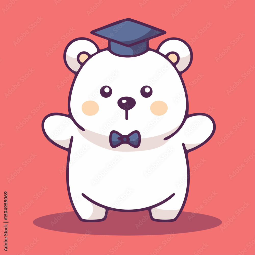 Fototapeta premium a white bear with a graduation cap on its head