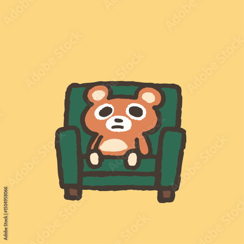 a cartoon bear sitting in a chair