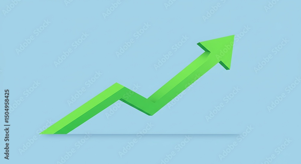 Green arrow pointing up illustrating business growth and positive trends Green arrow pointing up illustrating business growth and positive trends