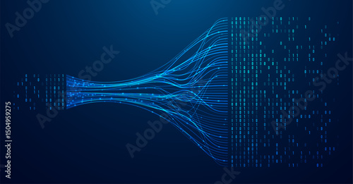 Abstract infographics visualization. Big data code representation. Futuristic network or business analytics. Graphic concept for your design.