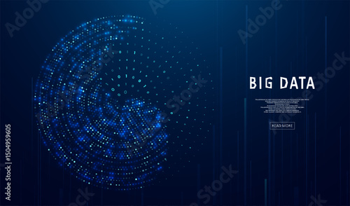 Abstract infographics visualization. Big data code representation. Futuristic network or business analytics. Graphic concept for your design.