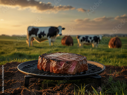 Farm beef and medium rare steak