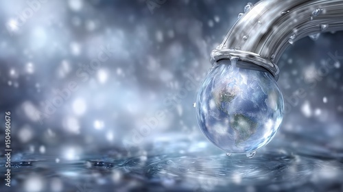 Wallpaper Mural Water Conservation  Earth Globe Droplet from Faucet Torontodigital.ca