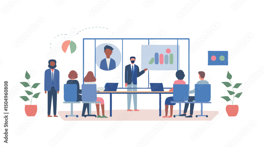 A diverse team engaged in a strategic meeting brainstorming ideas for growth in a bright minimalist A diverse team engaged in a strategic meeting brainstorming ideas for growth in a bright minimalist