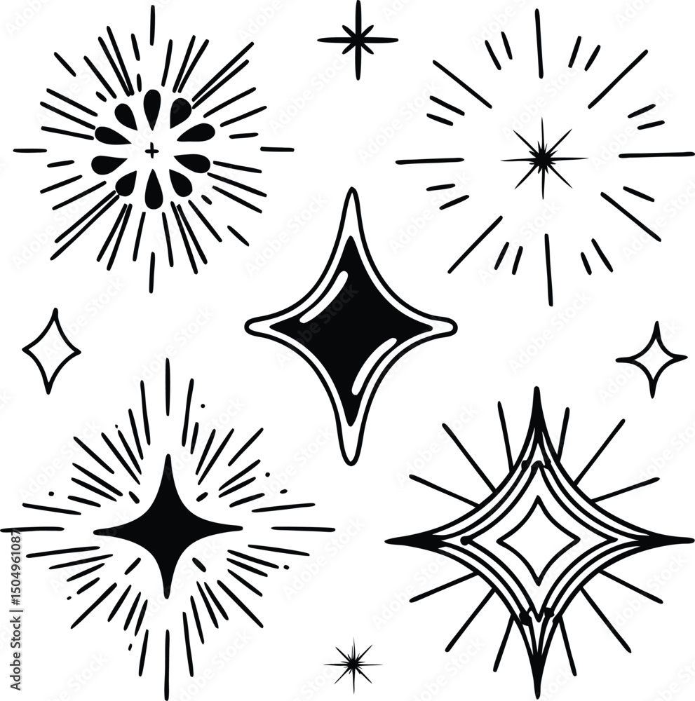 Obraz premium a-vector-set-of-hand-drawn-doodle-sparkle-elements