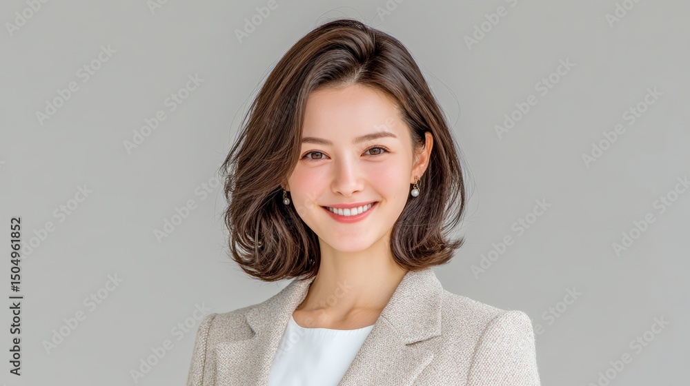 Obraz premium Confident Asian Businesswoman Portrait Professional Headshot Corporate Smile Neutral