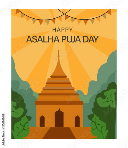 Serene Buddha Meditation Illustration for Asalha Puja Day-04