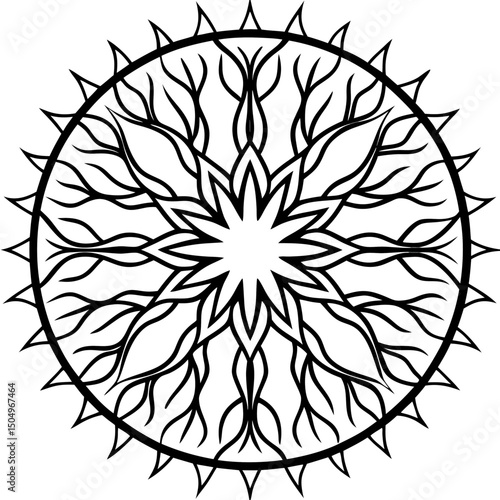 Mandala Tree Roots Vector on White