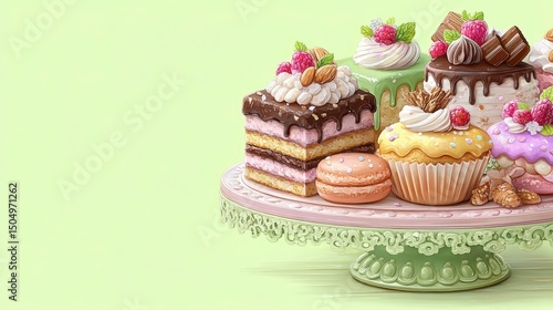Wallpaper Mural Delicious Cakes  Cupcakes   Pastries on Cake Stand Torontodigital.ca