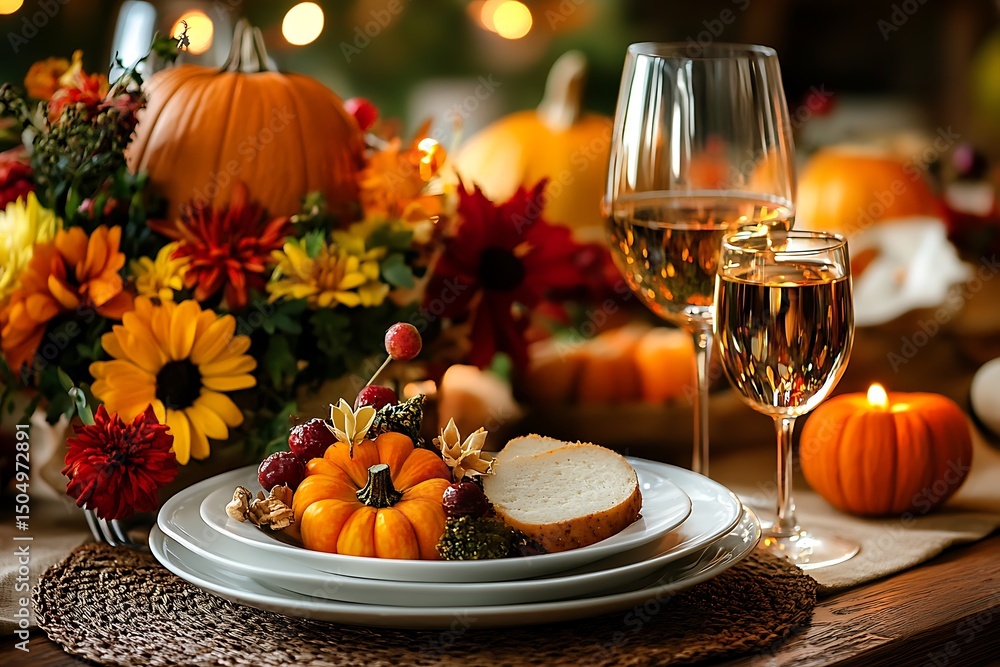 Naklejka premium Thanksgiving table setting.