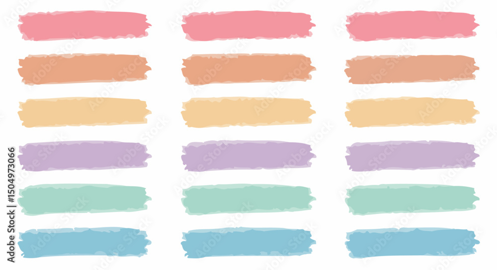 Obraz premium Pastel Brush Stroke Set: Watercolor Texture Design Elements