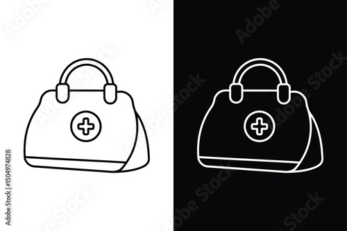 Emergency Medical Kit Icon. Line Art Vector for Health and Safety Graphics