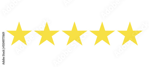 Rating symbol set of five pointed yellow golden stars quality rating product. Vector Illustration.