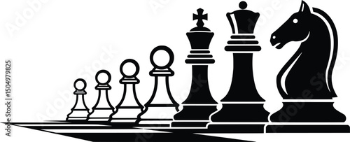 Chess Pieces Vector Illustration Strategic Game Design