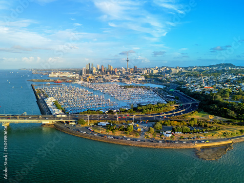 Aerial view of Auckland of New Zealand at daytime