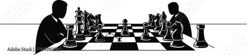 Strategic Chess Match Vector Illustration