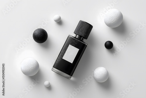 Perfume advertisement, luxury and minimalism: Artistic perfume concept, monochrome palette.