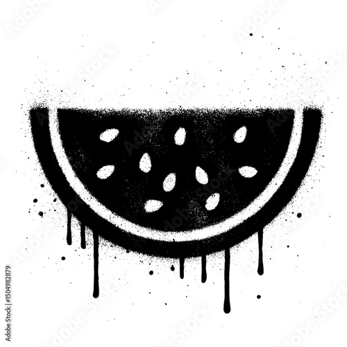 Graffiti Style Watermelon Slice with Dripping Spray Paint Effect.