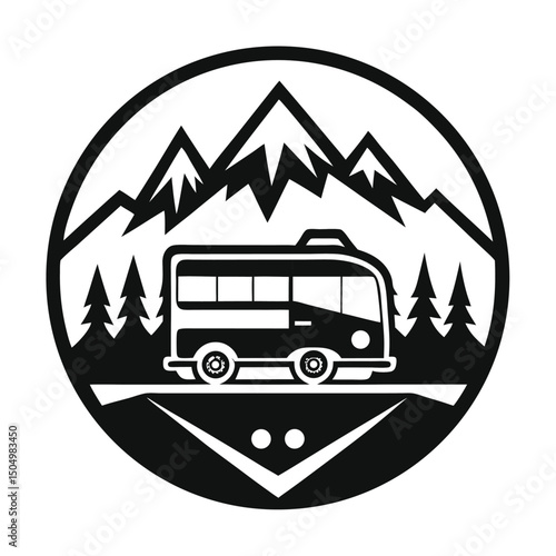 Mountain Transport Bus Logo Black and White