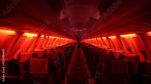 Mysterious flight experience airplane interior photography dimly lit aesthetic conceptual