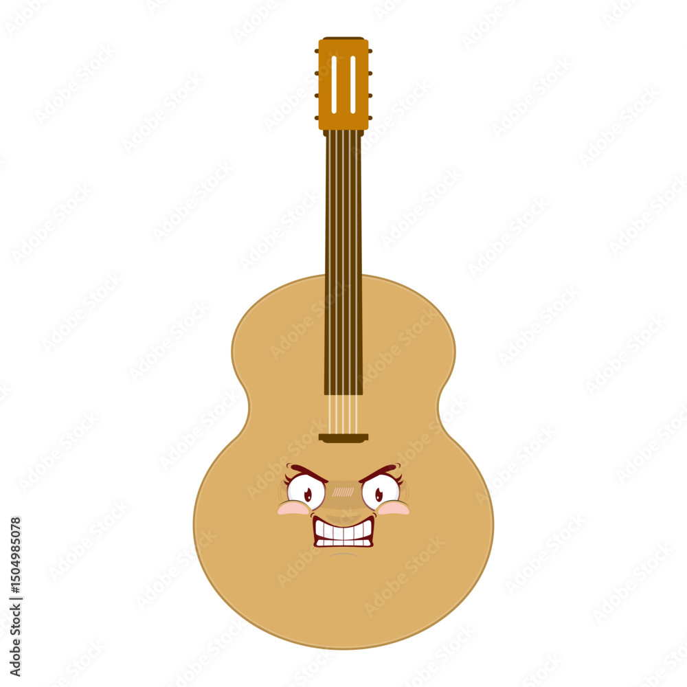 Fototapeta premium guitar angry face cartoon cute
