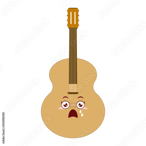 guitar scared face cartoon cute