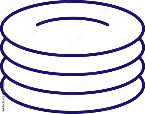 Stack of Plates Outline Symbol for Graphic and Web Design, Apps, Adverts, Various Cards